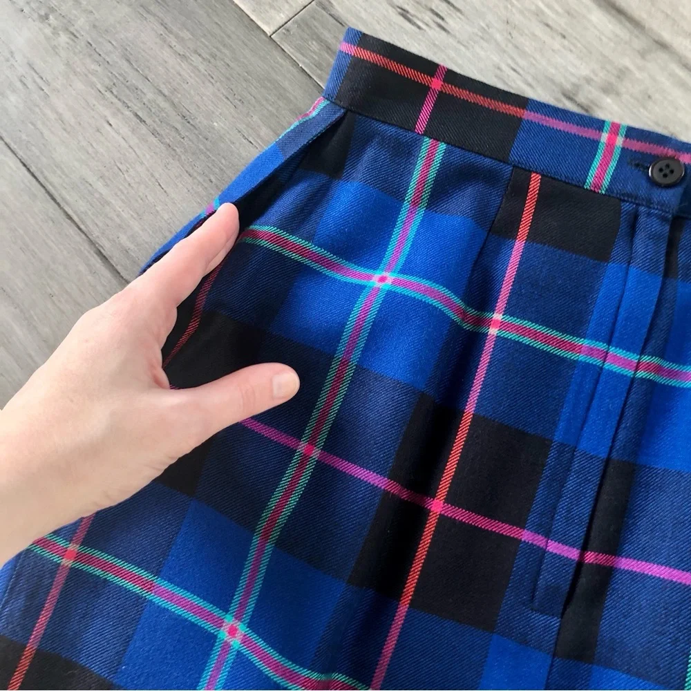 Vintage 1980s-90s That’s Me High Rise Plaid Fitted Mini Skirt Pencil Skirt - Picture 6 of 11